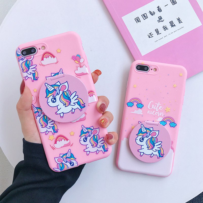 Case Cermin Rias Makeup OPPO A57 A77S A17 A96 A76 A36 A17K VIVO Y21S Y21A Y21E Y21T Y21G Y22S Y35 Y16 Y16 Y02S unicorn Pink Lucu