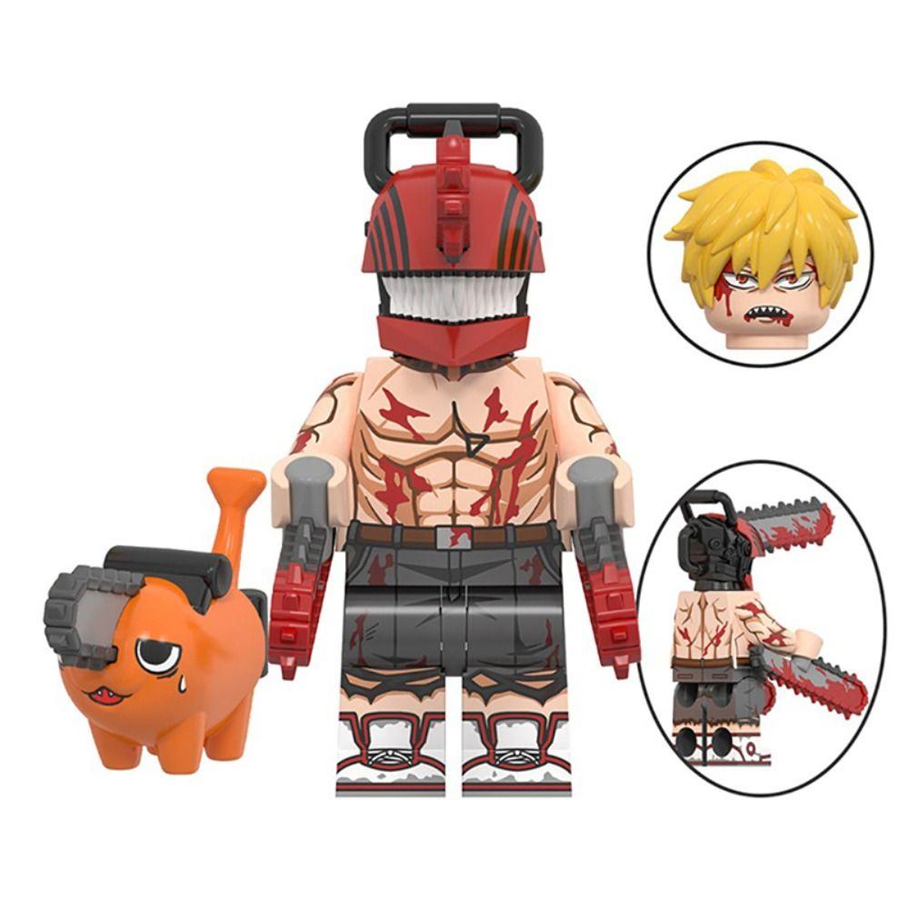 Lanfy Chainsaw Man Puzzle Blocks Horror Game Kreativitas Figure Mainan Dekorasi Rumah Game Koleksi Karakter Mainan Puzzle Gergaji Blok Man