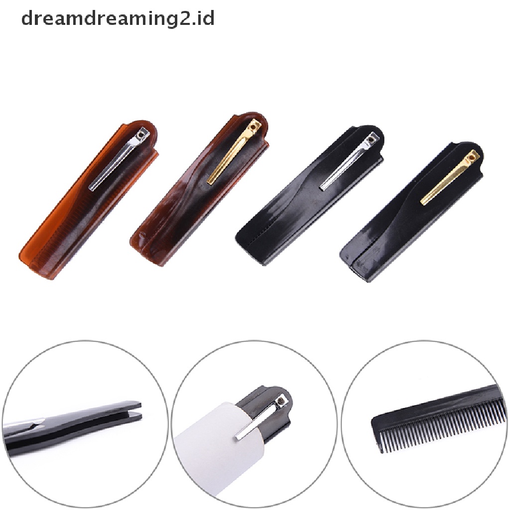 (dream) 1pc Sisir Rambut Lipat Pocket Clip Hair Moustache Beard Comb Alat Styling Rambut.