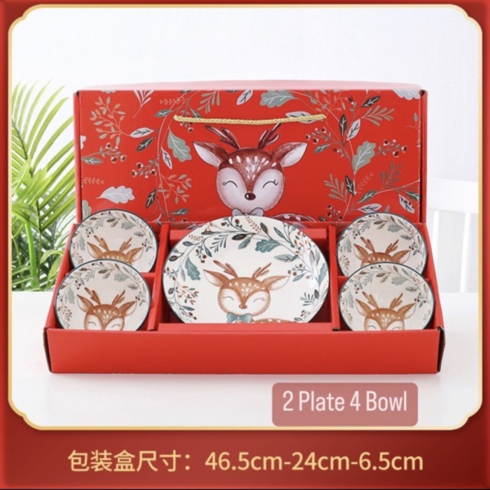 

Hampers Gift Box Lebaran/Natal/Imlek/Ulang Tahun/Wedding +KARTU UCAPAN - 6pc Red Deer
