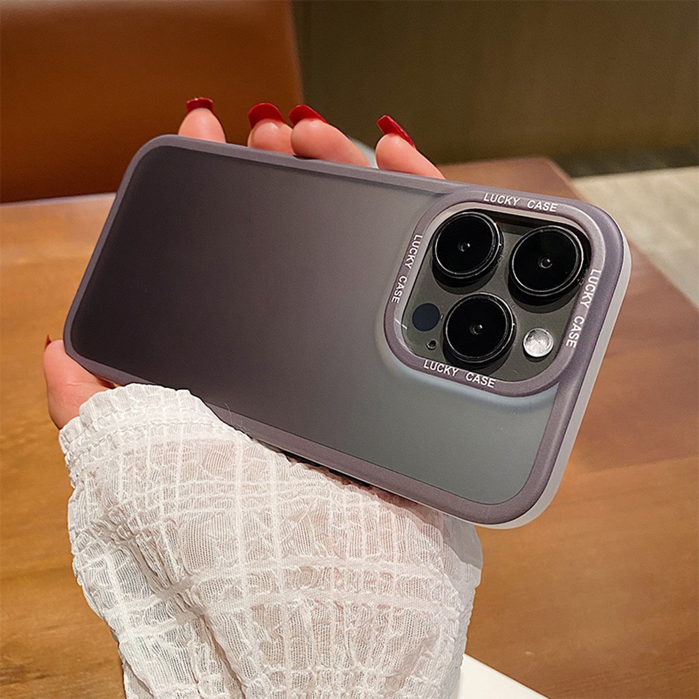 IPHONE Imd Gradient Matte Phone Case Untuk Iphone14Plus13 14 Pro MAX Casing Silikon Lembut Untuk Iphone12 Pro MAX Casing Tahan Guncangan