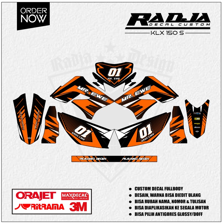 DECAL KLX 150 S OLD FULLBODY (002) DEKAL STIKER DTRACKER LAMA 2009 2010 2011 2012 2013 2014 2015 HIT
