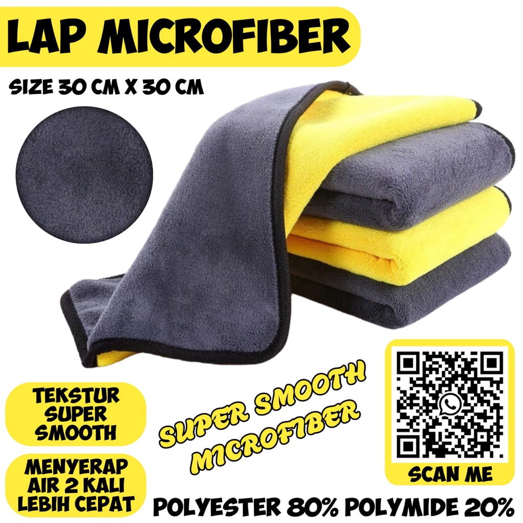Kain Lap Microfiber Serbaguna Ukuran 30x30 Kain Lap Motor Kain Lap Mobil