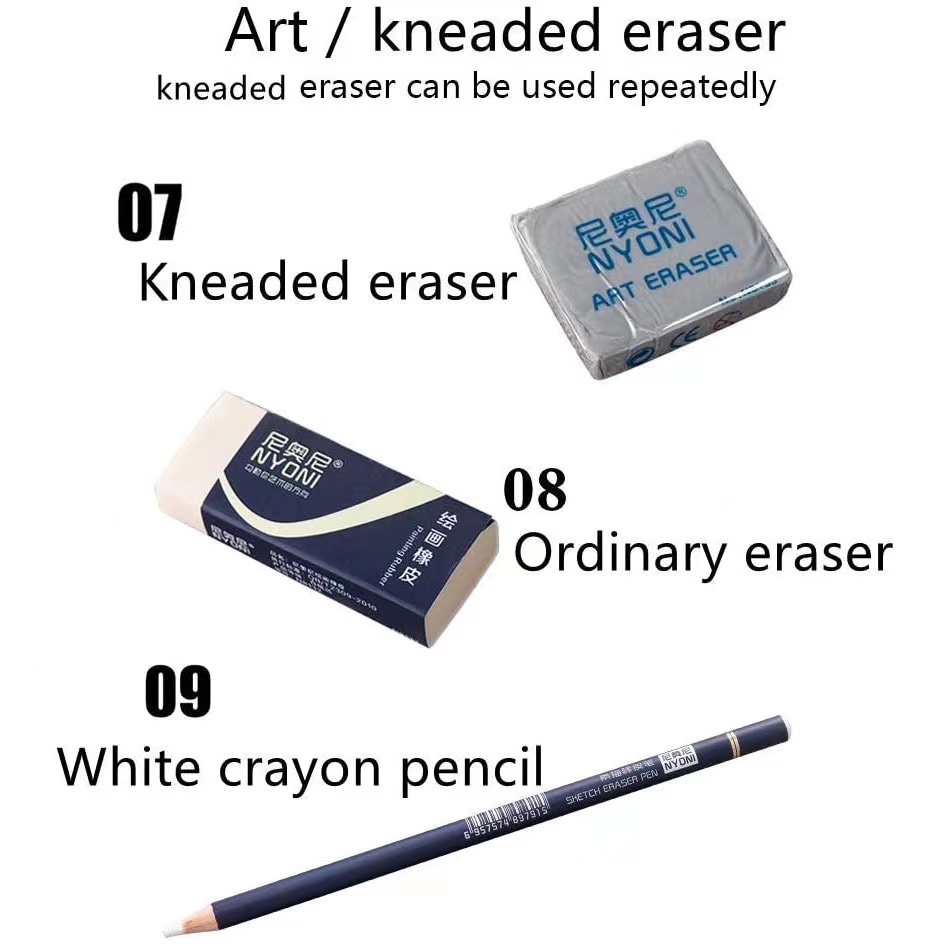 Nyoni Drawing Pencil Gambar Set 29pcs Metal Tin Box Pensil Gambar Lukis Sketsa Lengkap Paket