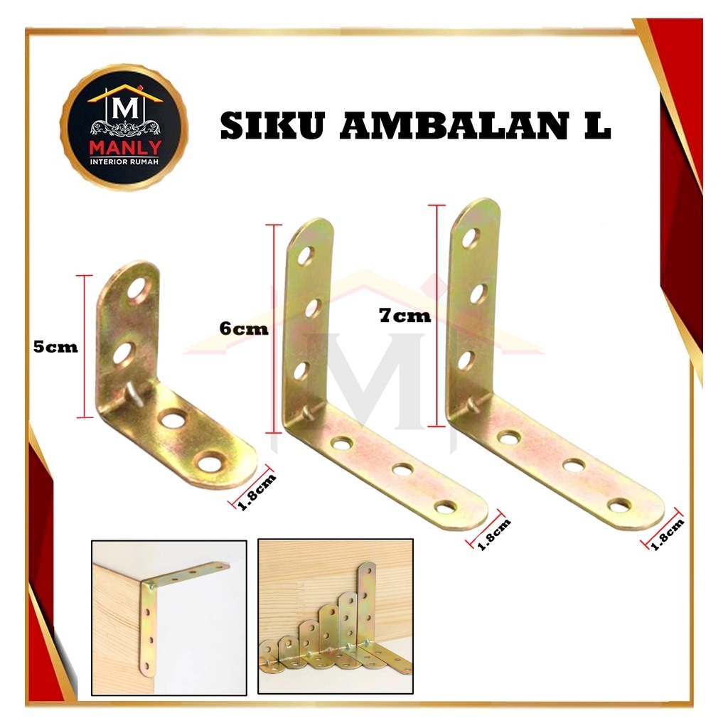 Siku L (Besi) / Siku Rak Verseng (Besi) / Siku L Penyangga Kayu 2cm, 3cm, 4cm, 5cm, 6cm, 7cm, 8cm, 9cm, 10cm