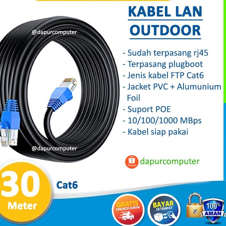 ✽ Kabel Lan 30 Meter Outdoor FTP Cat6 Spectra Wifi Internet Terbaik Siap Pakai Murah ♛