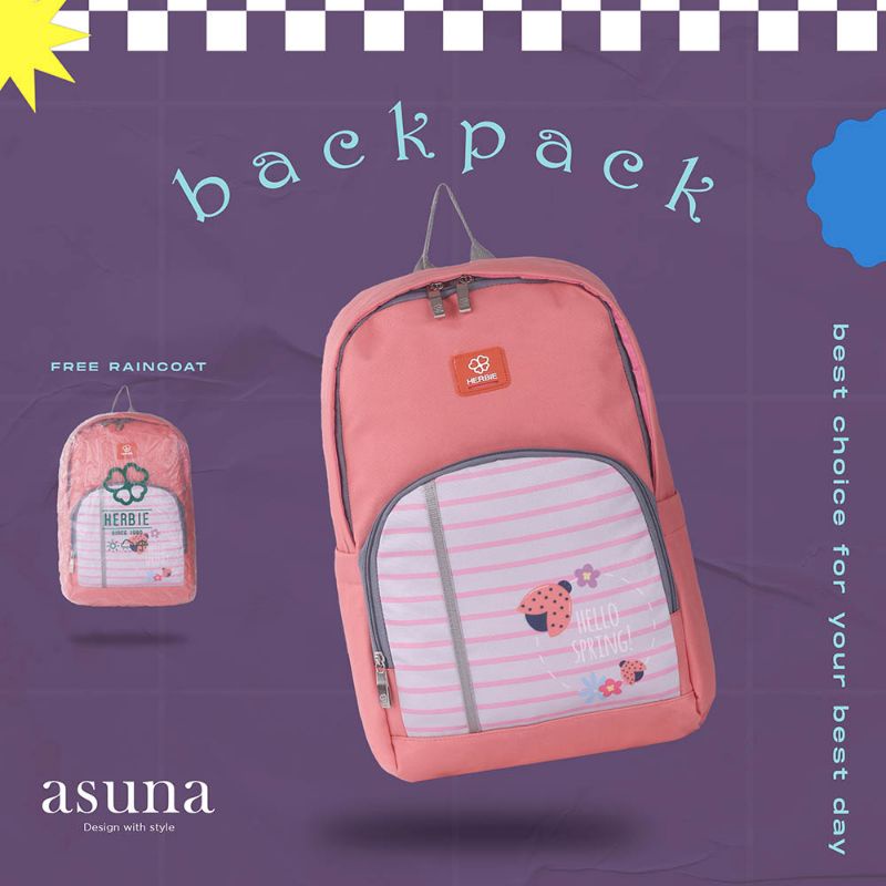 HERBIE Tas Backpack Wanita Terbaru | Tas Ransel Sekolah Cewek | Tas Gendong Kuliah Cewe