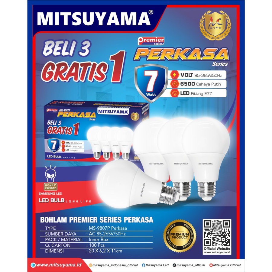 Barangunik2021 - Bohlam LED Bulb Premier series Perkasa Mitsuyama Buy 3 Get 1 MS-98xxP