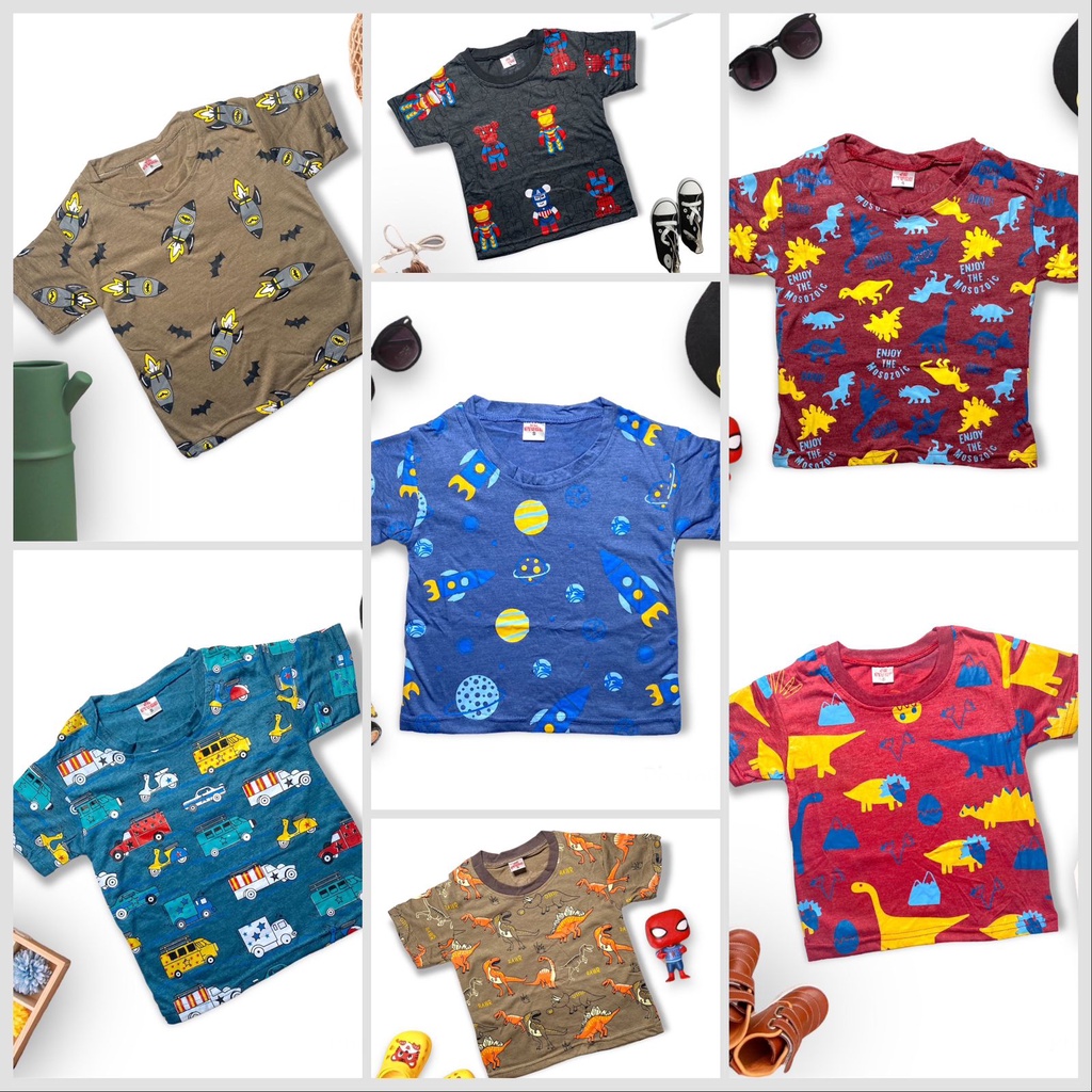 PAKET HEMAT ISI 6 PCS KAOS ANAK 1-8 Tahun TERMURAH UKURAN S M L DAN XL