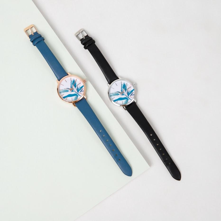 ✨Original✨ Berrybenka - Jam Tangan Kulit Wanita Sofia Cloudy Leaves Print ??