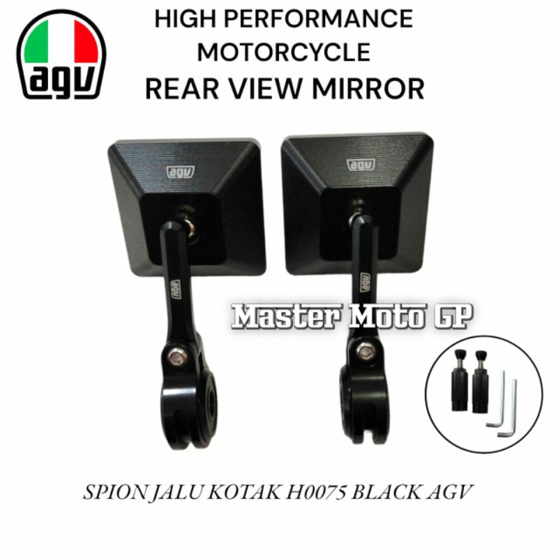 Spion jalu puig kotak AGV Original full cnc spion bar end H0075 kotak black AGV scoopy fazzio fazio fino vespa mio vario adv nmax pcx Piagio hiorno grand filano hybrid keeway shiny Genio Benelli