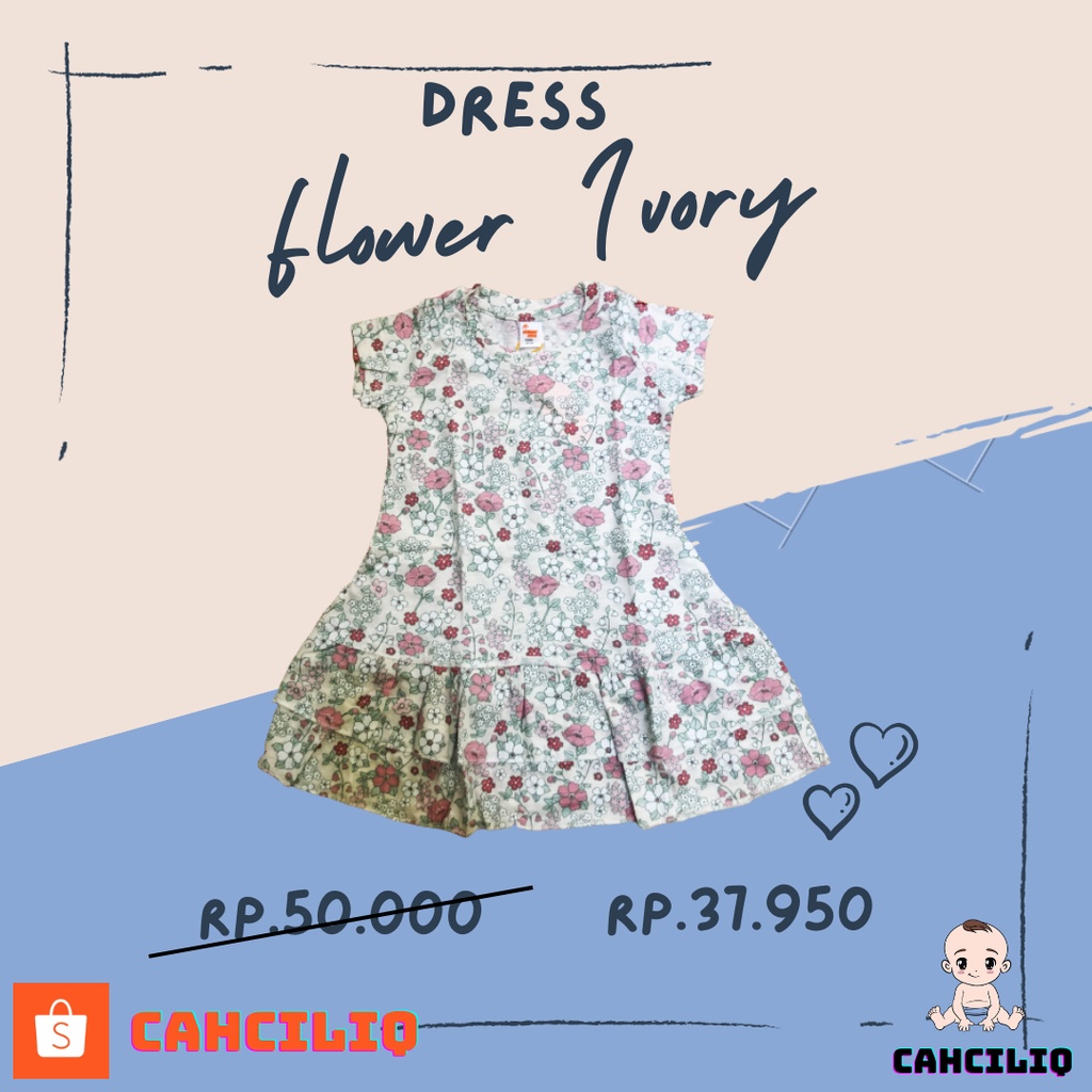 CAHCILIQ_DRESS ANAK PEREMPUAN / FLOWER IVORY / DRESS ANAK CEWEK/PASSION FLOWER
