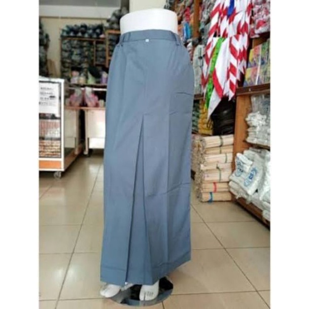 Rok span sekolah SMA/SMK abu abu/putih panjang lipat rempel belah depan bahan famatex merk HADE