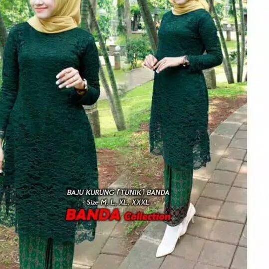 ✹ atasan kebaya brukat dres / brokat kurung /kebaya brokat /atasan kebaya /kebaya hijau botol/ kebay