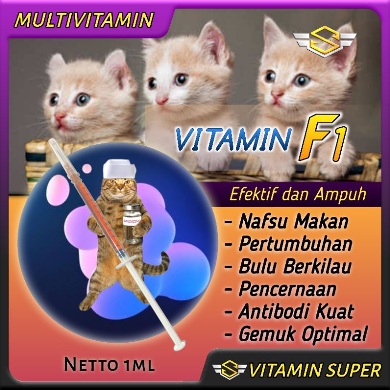 Vitamin Kucing F1 dijamin Super Ampuh | Vitamin Nafsu Makan, Pertumbuhan, Gemuk Optimal, Antibodi