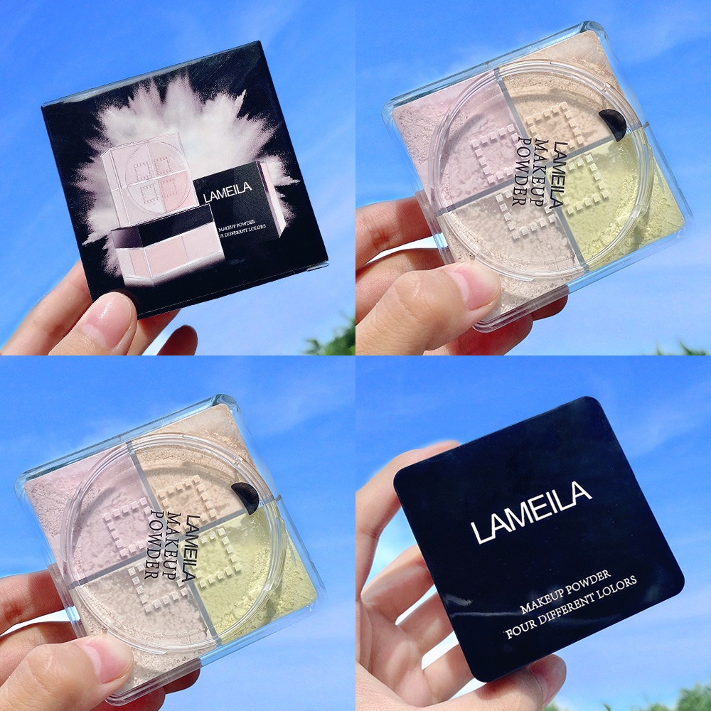 LAMEILA Bedak 4 Color Loose Setting Powder untuk Hasil Riasan Wajah yang Lebih Tahan Lama dan Kulit yang Merata dan Halus LA194