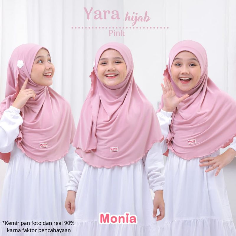 Yara Hijab by Monia Hijab Kids Pink size MLXL | Best Seller Hijab Anak