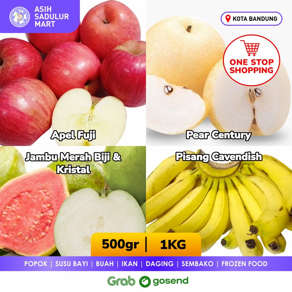 Apel Fuji Import 500gr / 1kg Pear Century / Jambu Merah &amp; Kristal / Pisang Cavendish / Apel Fuji Manis Buah Segar Bandung | Asih Sadulur Mart