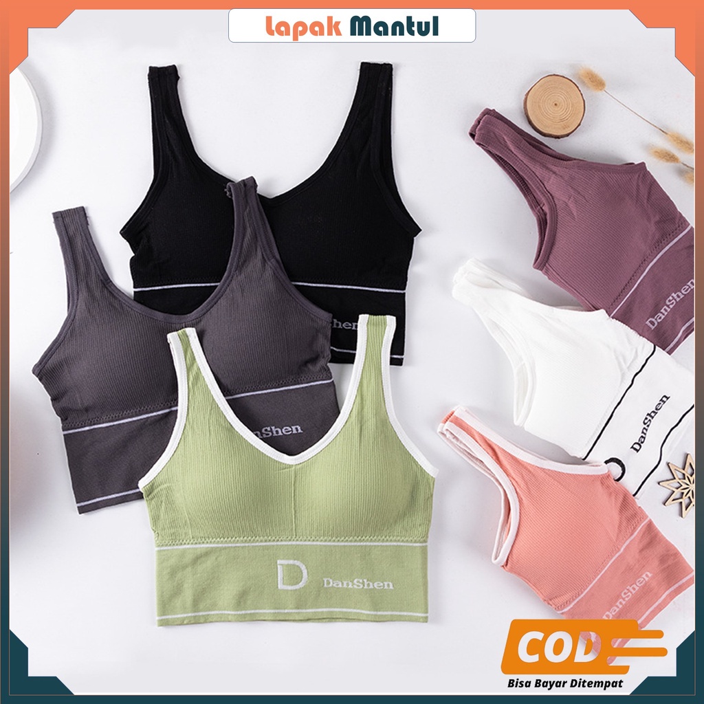 LM-0233 Bra Spot Tali Strap Bra Gym Yoga Wanita Elastis sexy Tanpa Kawat Bahan Halus