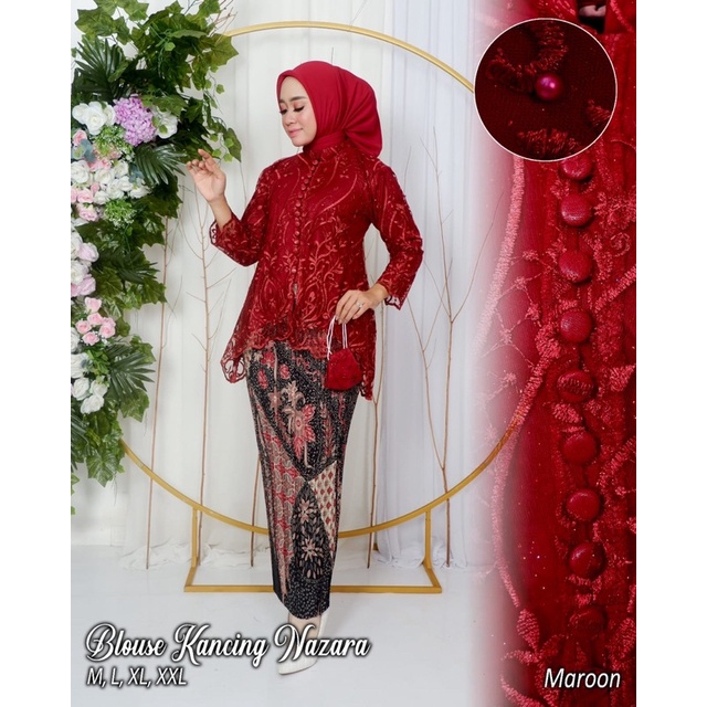 Permata Olshop / Kebaya Blouse Busui Brukat Kancing AD / Kebaya Busui Kancing Depan / Kebaya Wisuda / Kebaya Modern / Kebaya Lamaran