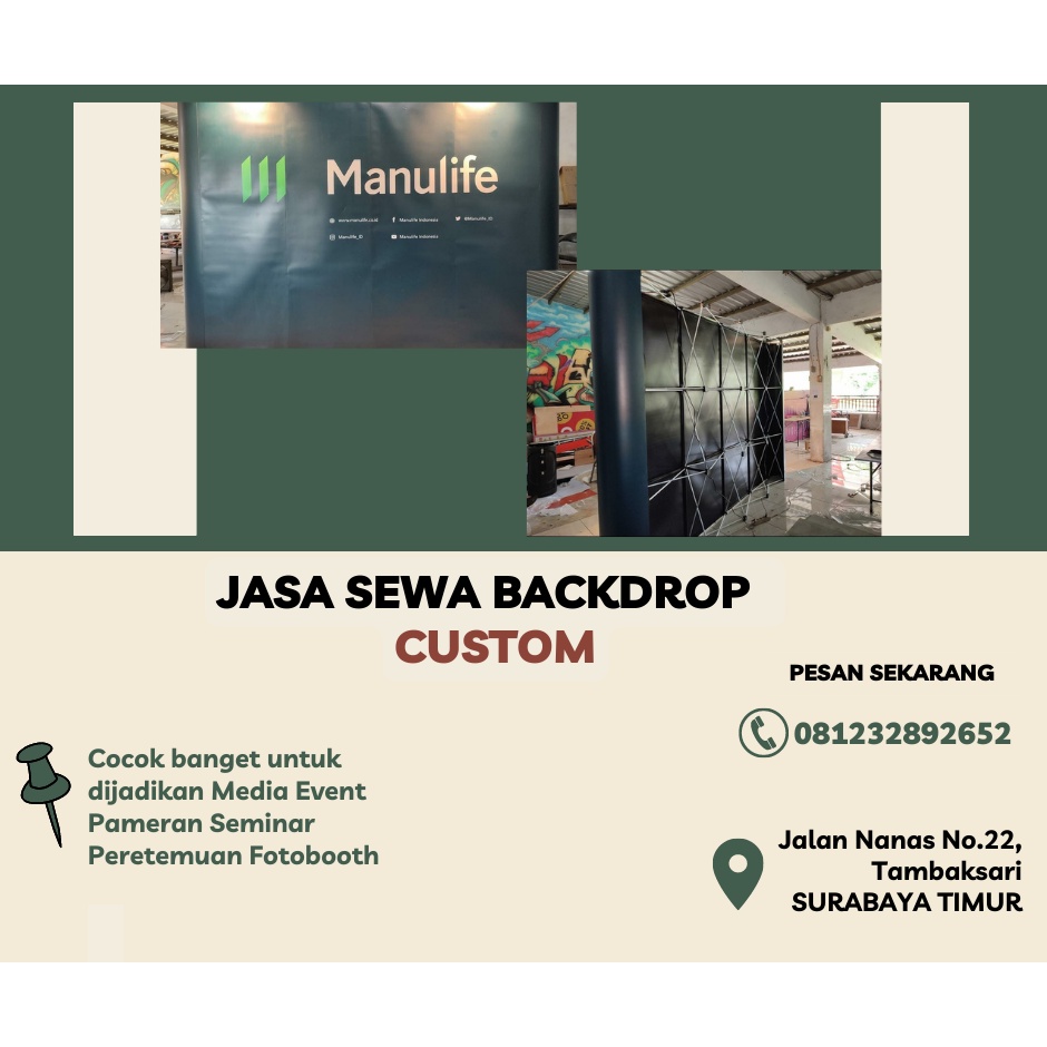 Sewa Backwall Custom Harian Surabaya/Sewa Backdrop Custom/Spider Portable Event/Fotobooth Custom