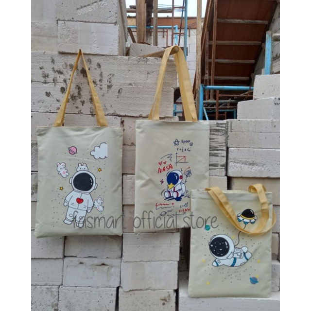 Tote bag Resleting Totebag Wanita Tas Kuliah Astronot Series