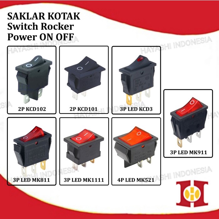 Saklar Power Switch Tombol ON OFF Mini Roker Rocker Besar 2 3 4 Pin - 5pcs