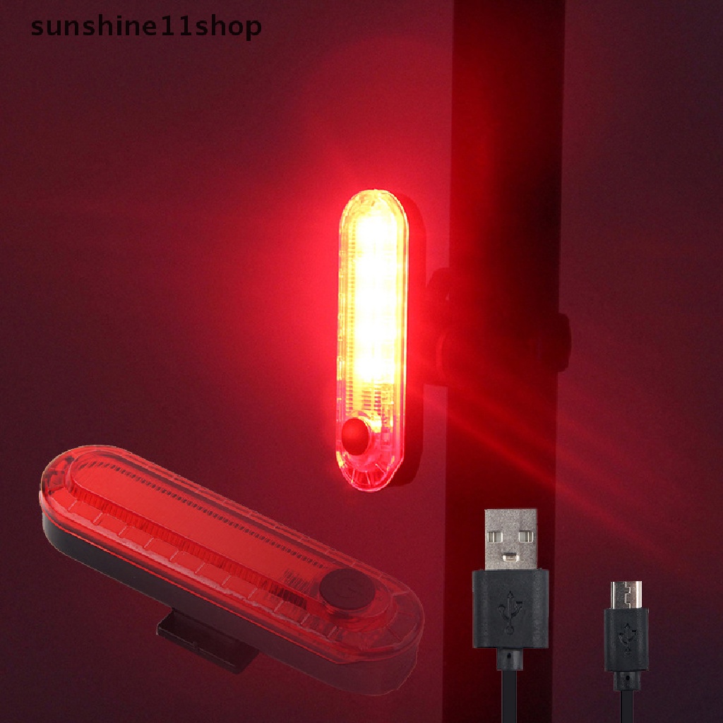 Sho Lampu Ekor Sepeda Waterproof Riding Front Rear Light LED USB Cycling Tail Lamp N