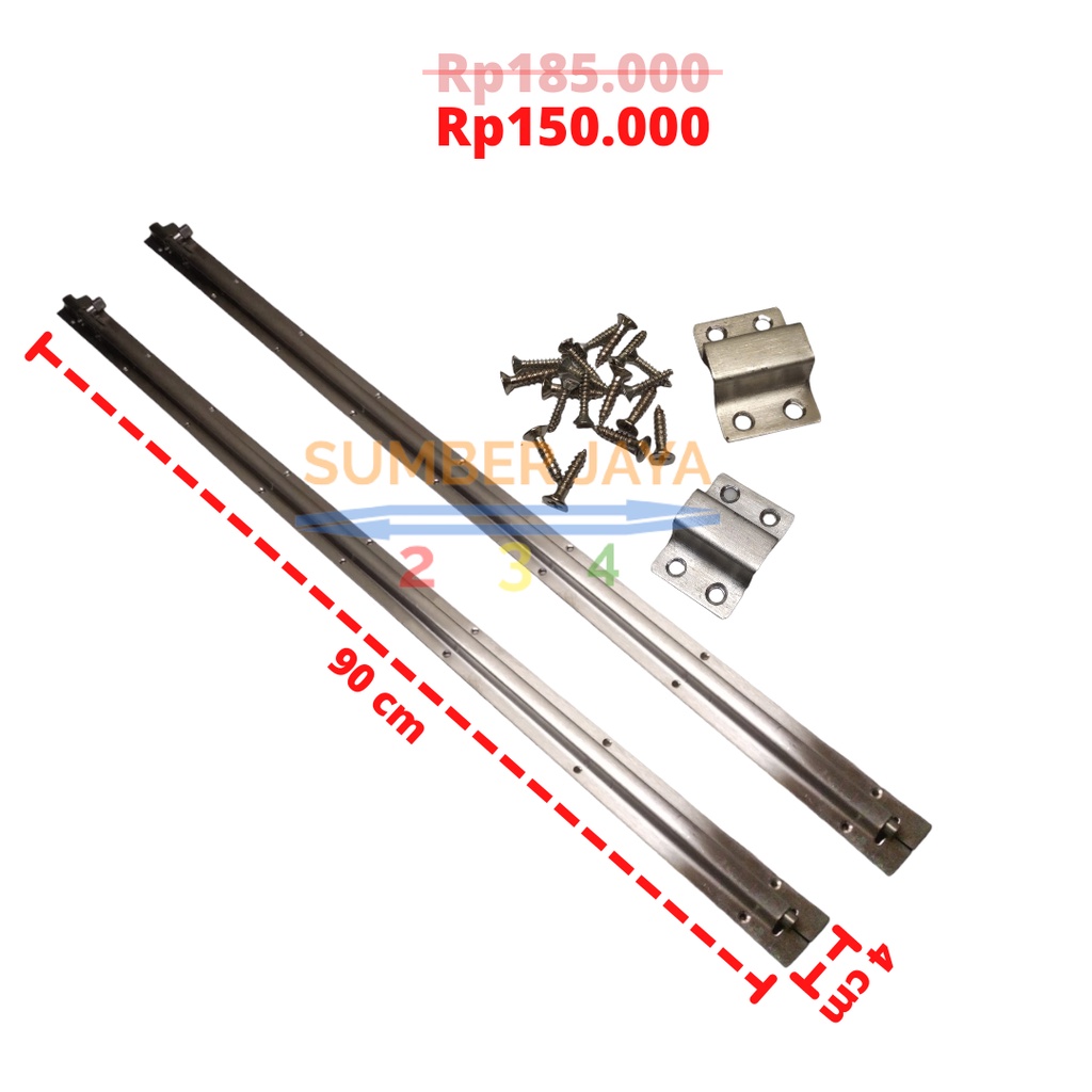 GRENDEL SLOT 90 CM STAINLESS GRENDEL TEMPEL PINTU 36 INCH STAINLESS STEEL