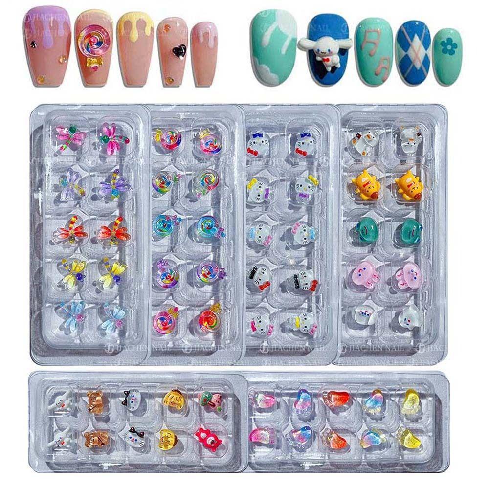 Agustina Kartun Dekorasi Kuku Wanita Jepang 3D Nail Art Drills Butterfly Manicure Aksesoris Bunga Perhiasan Kuku