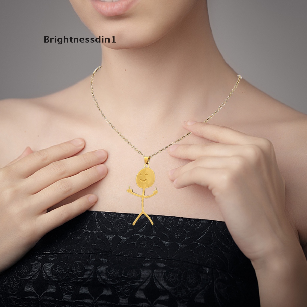 [Brightnessdin1] Gesture Kalung Jari Tengah Lucu Graffiti Klavikula Perhiasan Rantai Multifuncti Boutique