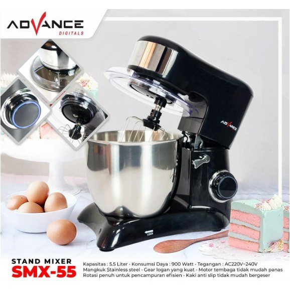 Advance Stand Mixer SMX 55 kapasitas 5.5 liter Berkualitas -stenlisteal-original