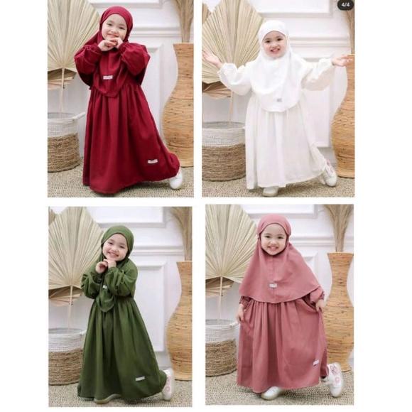 BEST SELLER BEST SELLER SET GAMIS ANAK NAIRA SET JILBAB SERIES BASIC POLOS USIA 1-10 TAHUN FREE JILB