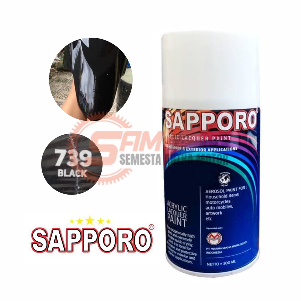 

Cat Semprot Sapporo 739 Black Colour Spray Warna Hitam Glosy Pilox Pernis