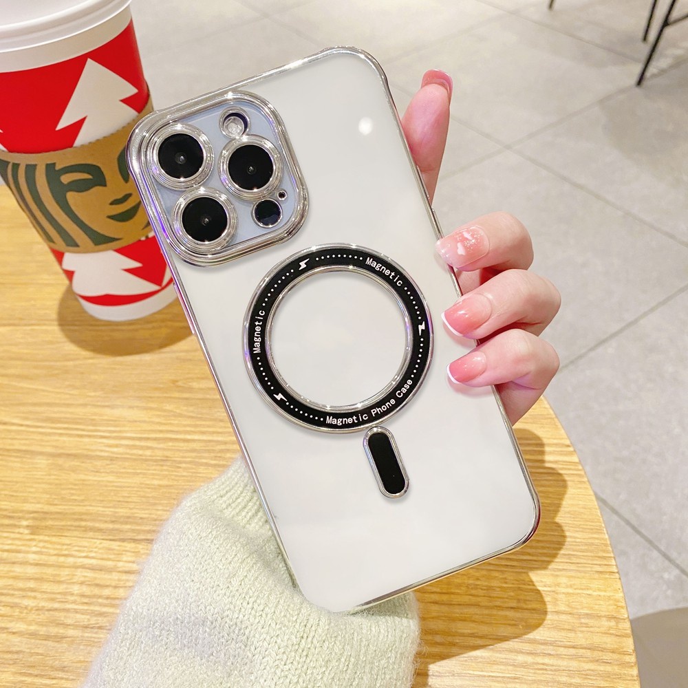 IPHONE Casing Ponsel Magnetik Plating Bening Baru Untuk Iphone13 12 11 14 Pro Max Casing Transparan Tahan Guncangan Soft Case
