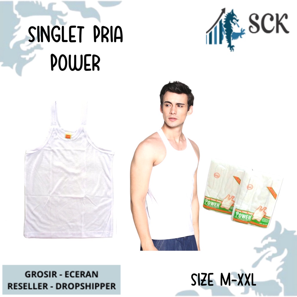 [ISI 3] Singlet Pria POWER / Kaos Dalam Bahan Adem Halus Murah Berkualitas  - sckmenwear GROSIR