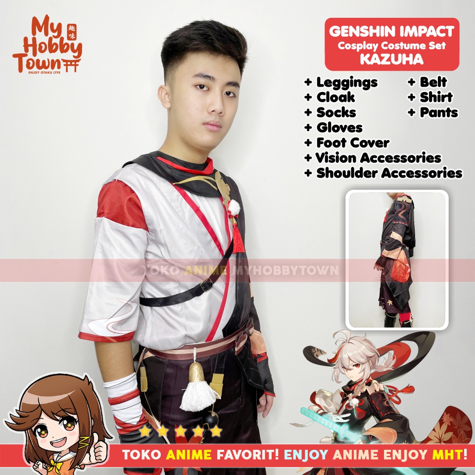 Kostum Cosplay Anime Game Genshin Impact Kaedehara Kazuha