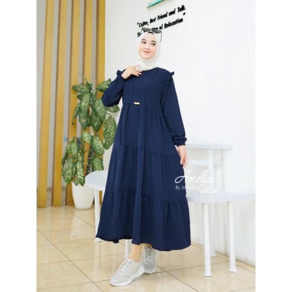 MIDI DRESS CRINKLE TERBARU 2023/DAHLIA MIDI DRESS ORI AMELIA