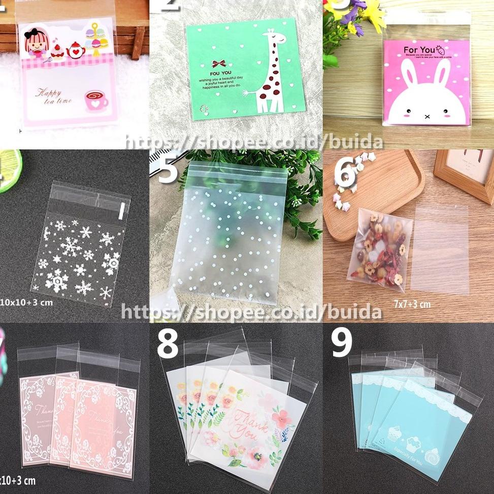 

F32 1 Pack=100pcs GROSIR Plastik Kue Cake Candy Souvenir Aksesoris Cookies Bag OPP Fancy Motif 7x7 10x10 TREND KEKINIAN ✦