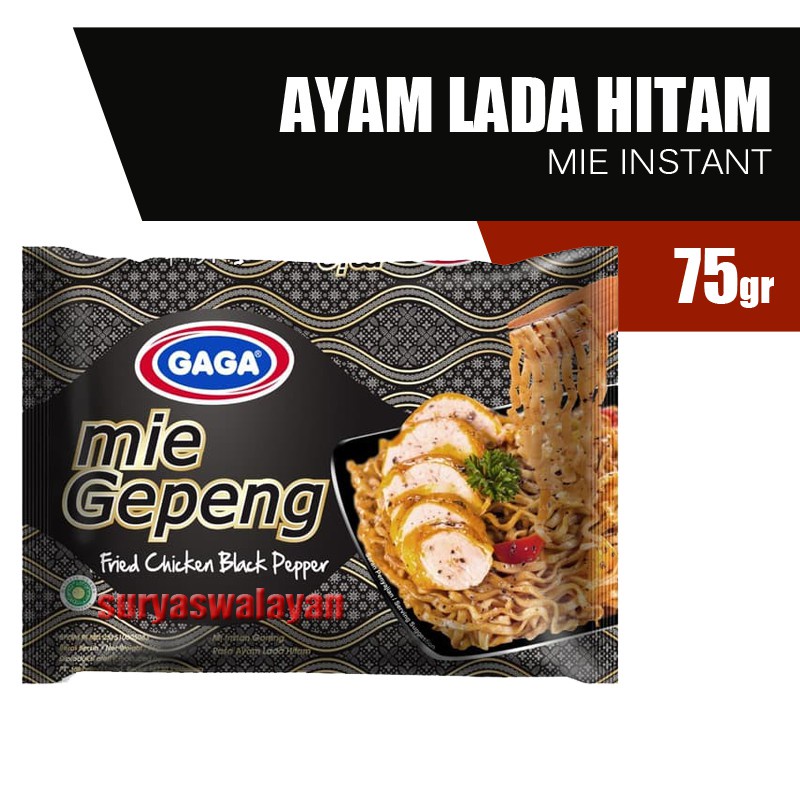 

Gaga Mie Gepeng Ayam Lada Hitam 75 gr - Gaga Mie Black Pepper 75 gr