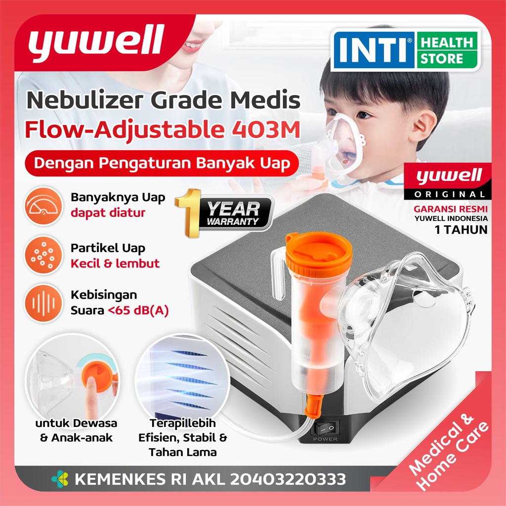 Yuwell Nebulizer Air Compressor 403M | Alat Uap Terapi Batuk Pilek