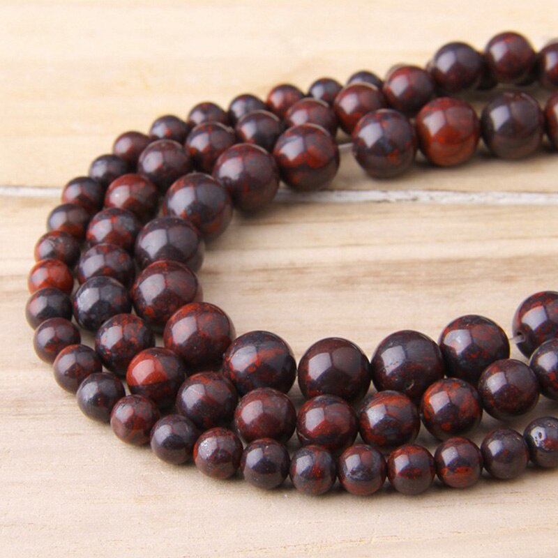 Butir Batu Natural Bloodstone Beads