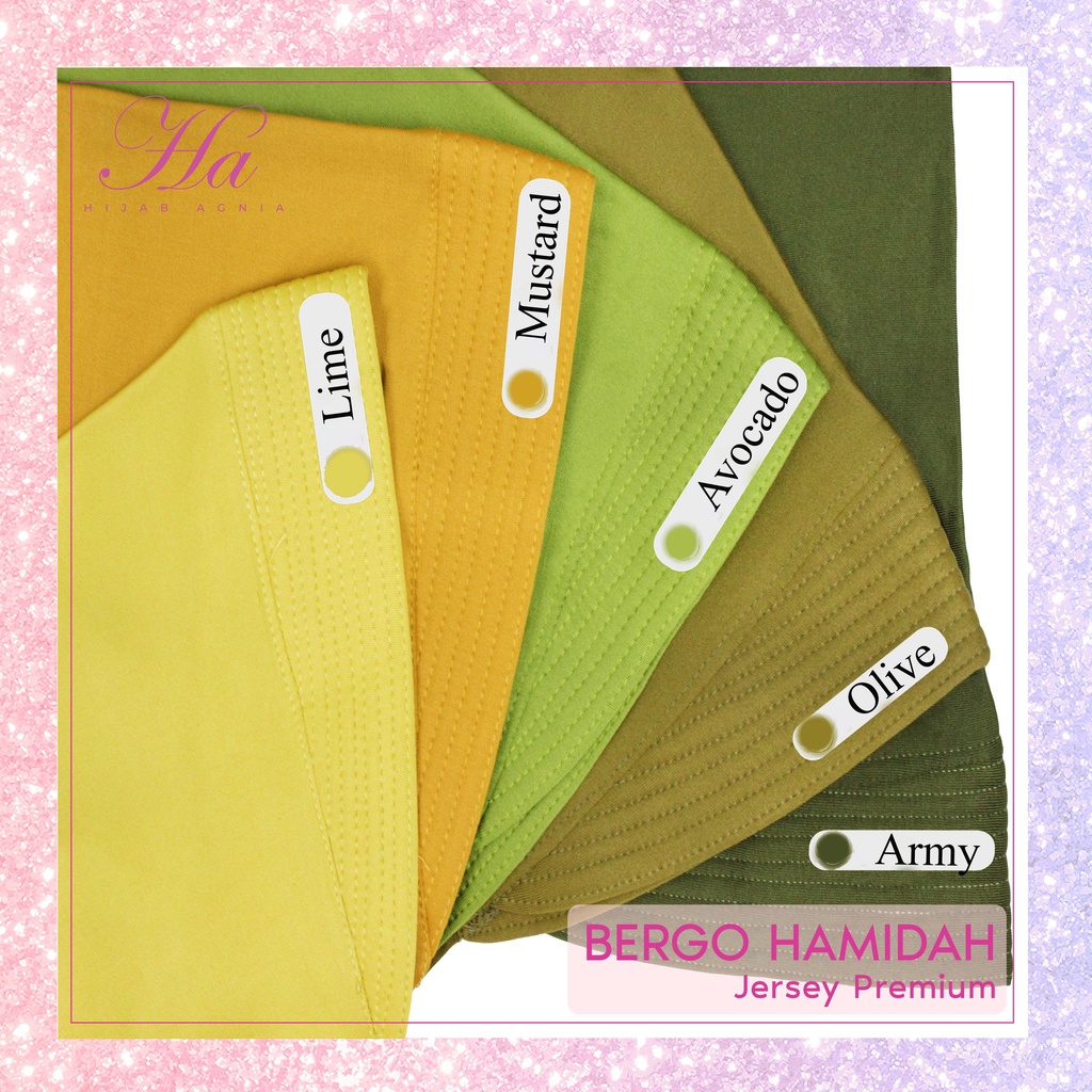 Jilbab Instan / Bergo Hamidah / Hijab Bergo Size L - Warna Lengkap