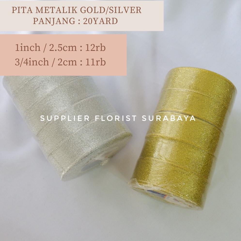 

G93 [HARGA PER ROLL] PITA METALIK GOLD SILVER 20 YARD 0.5 INCH, 3/4 INCH, 1 INCH STOCK TERBATAS ㄶ