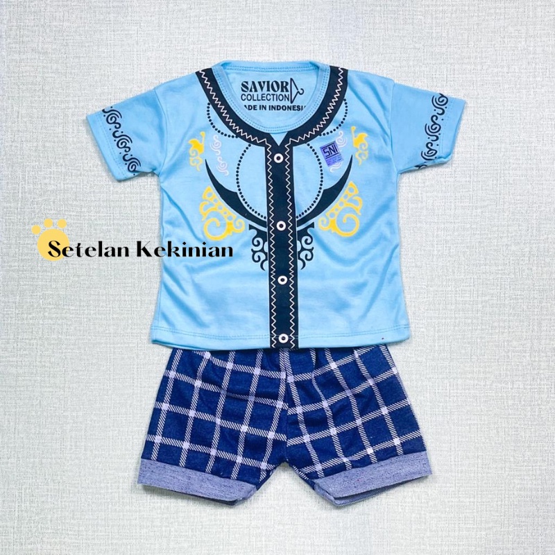 [GRATIS PECI] Set Anak Laki Laki 0-12bulan Kokoh Sabit Baju Idul Fitri Lebaran Murah Baju Oblong Celana Pendek Murah Set Baby Boy Setelan Bayi Cowok Bergambar