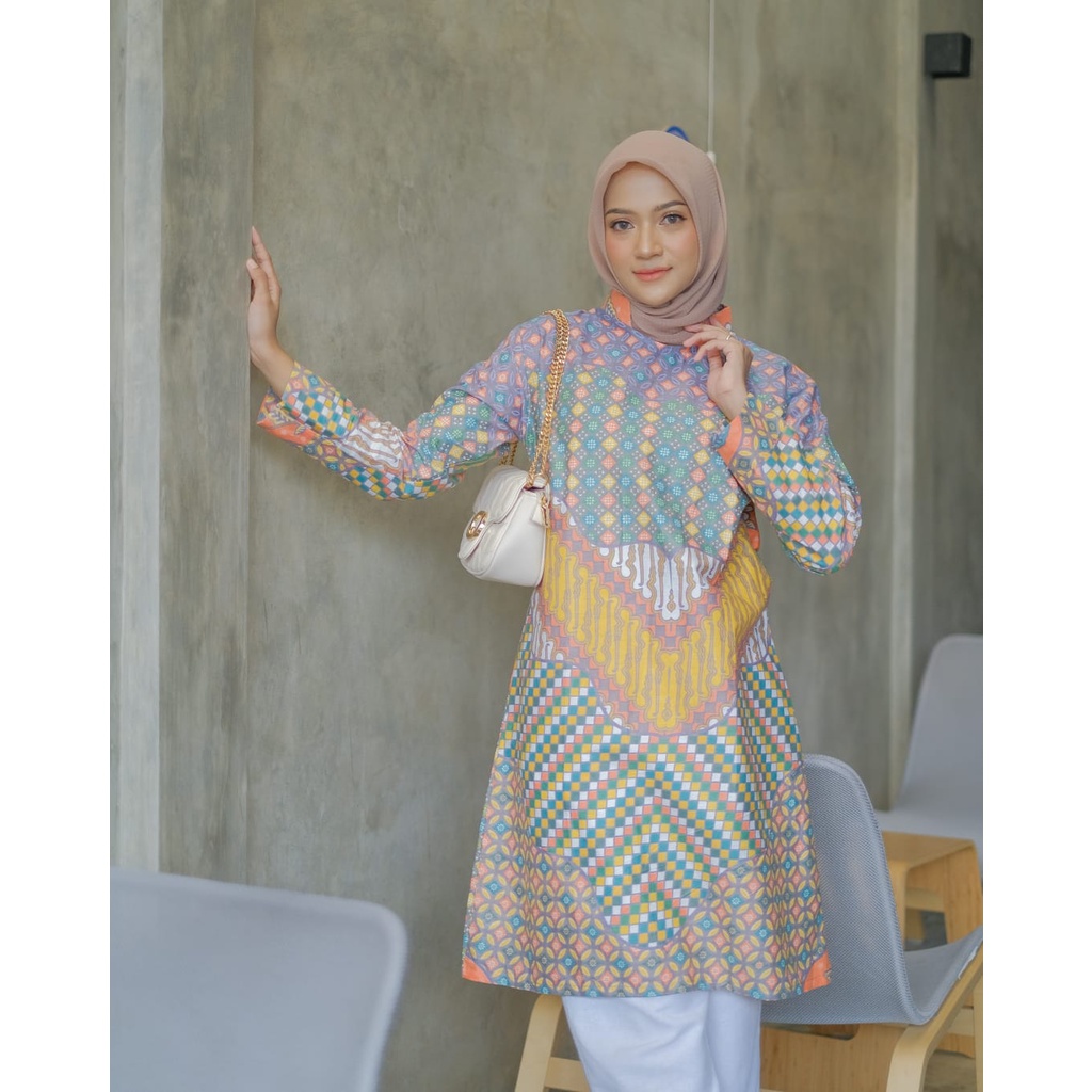 Atasan Baju Batik Couple Kemeja Tunik Baju Kerja Kantor Baju Guru Kain Katun