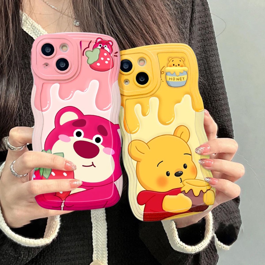 CASE FOR OPPO A3S A5S C1 A16 A15 A5 A9 2020 A53 A54 A33 A55 A16 A17 A7 A12 A11K A92 A52 A96 A76 9i A57 A77S  A1K WAVY CURLY POOH LOTSO