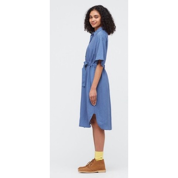 Unq cotton linen shirt dress