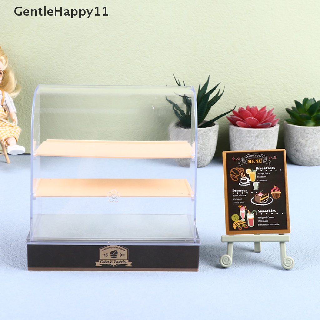 Gentlehappy 1Set 1: 12rumah Boneka Lemari Pajangan Kue Mini Papan Nama Stand Living Scene Decor id