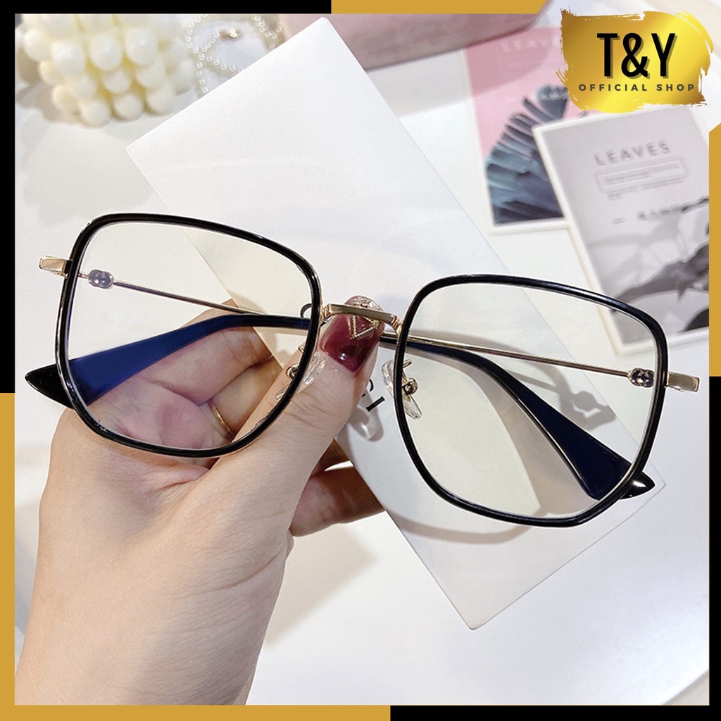 T&amp;Y Kacamata Poligonal Anti Radiasi 6651 Kaca Mata Wanita Pria Frame Sunglasses Lensa Transparan Fashion Blue Light Kacamata Fashion